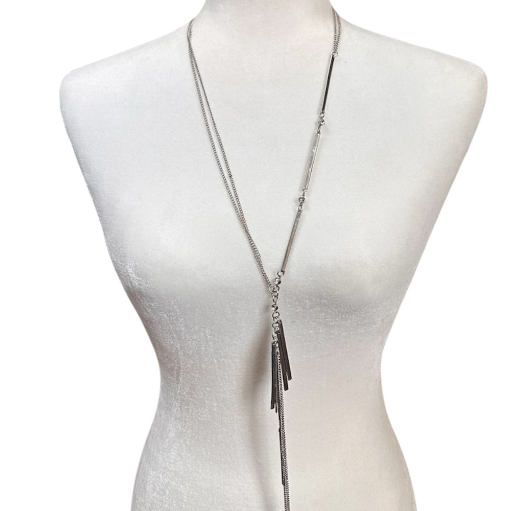 Express Silver Tone Long Layered Tassel Necklace